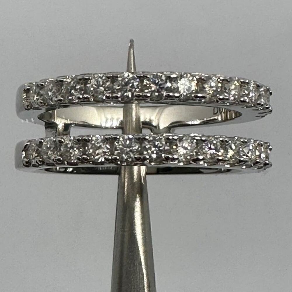 Moissanite Diamond Wedding Ring Enhancer Double Row Band Brilliant GRA Size 6